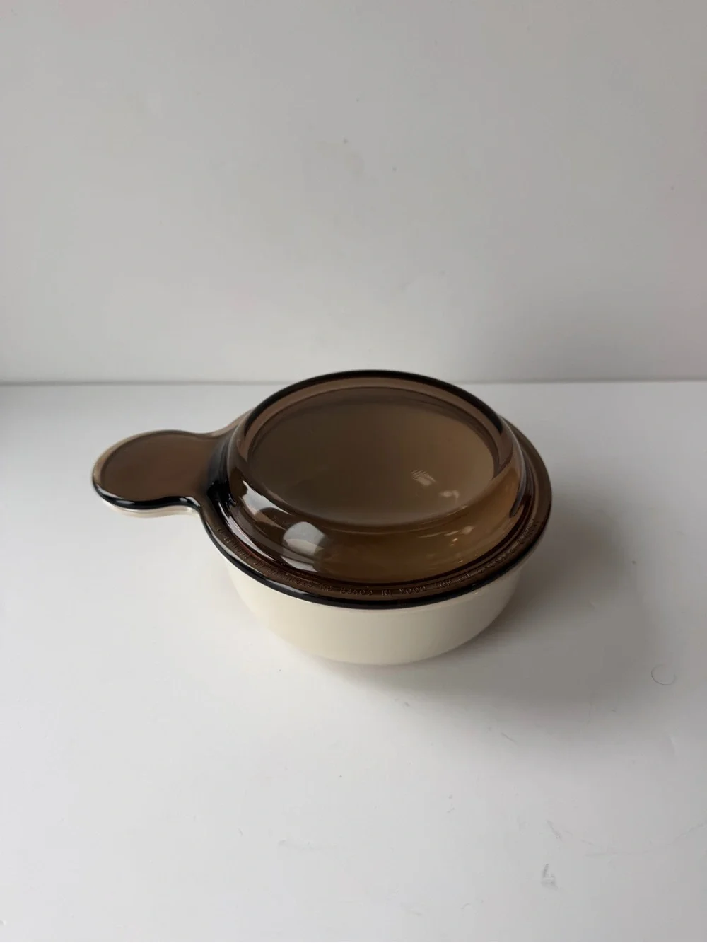 Corning Ware Grab It Bowl Sandstone Ivory Beige Amber Lid Vintage USA P-150-But